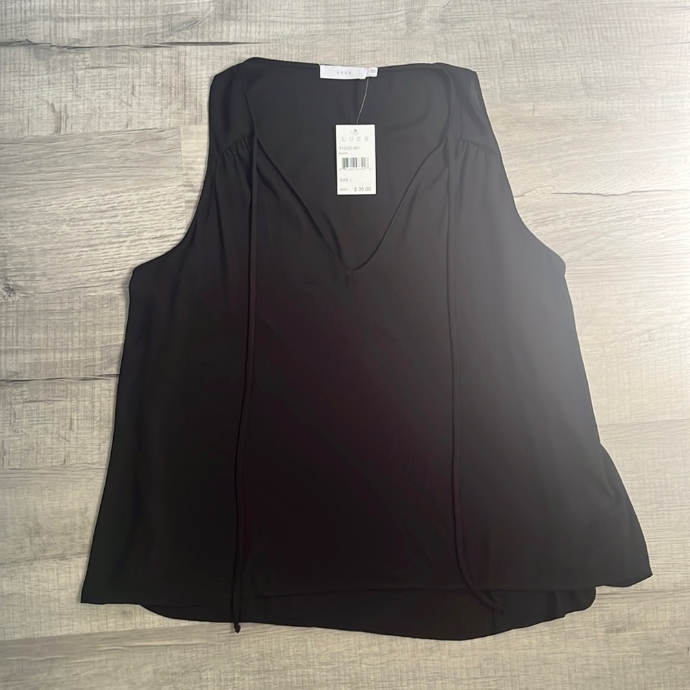 Black Slightly Sheer Tank Top